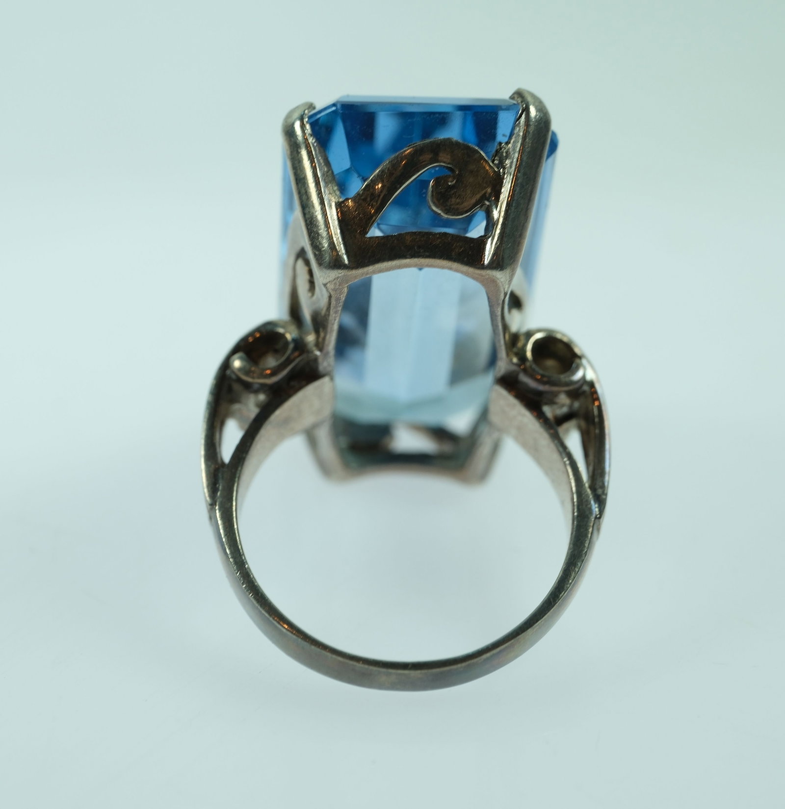 Massive Synthetic Blue Spinel Ring in Sterling (925) Silver - 3