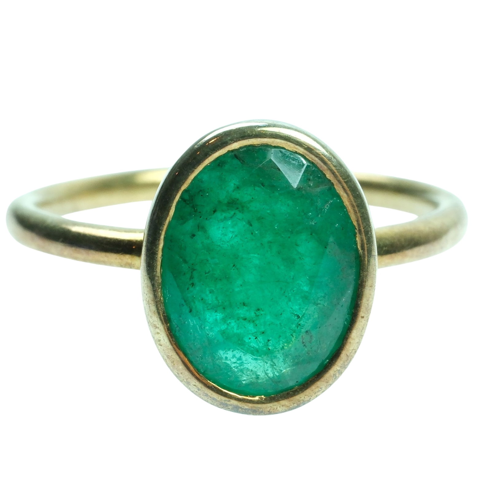 Emerald Ring in Gilt Sterling (925) Silver - 2