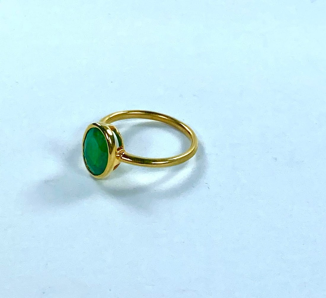 Emerald Ring in Gilt Sterling (925) Silver - 3