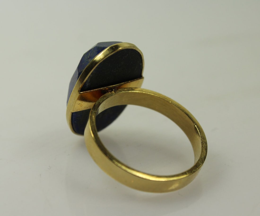 Faceted Lapis Lazuli Ring in Gilded Sterling (925) Silver - 2