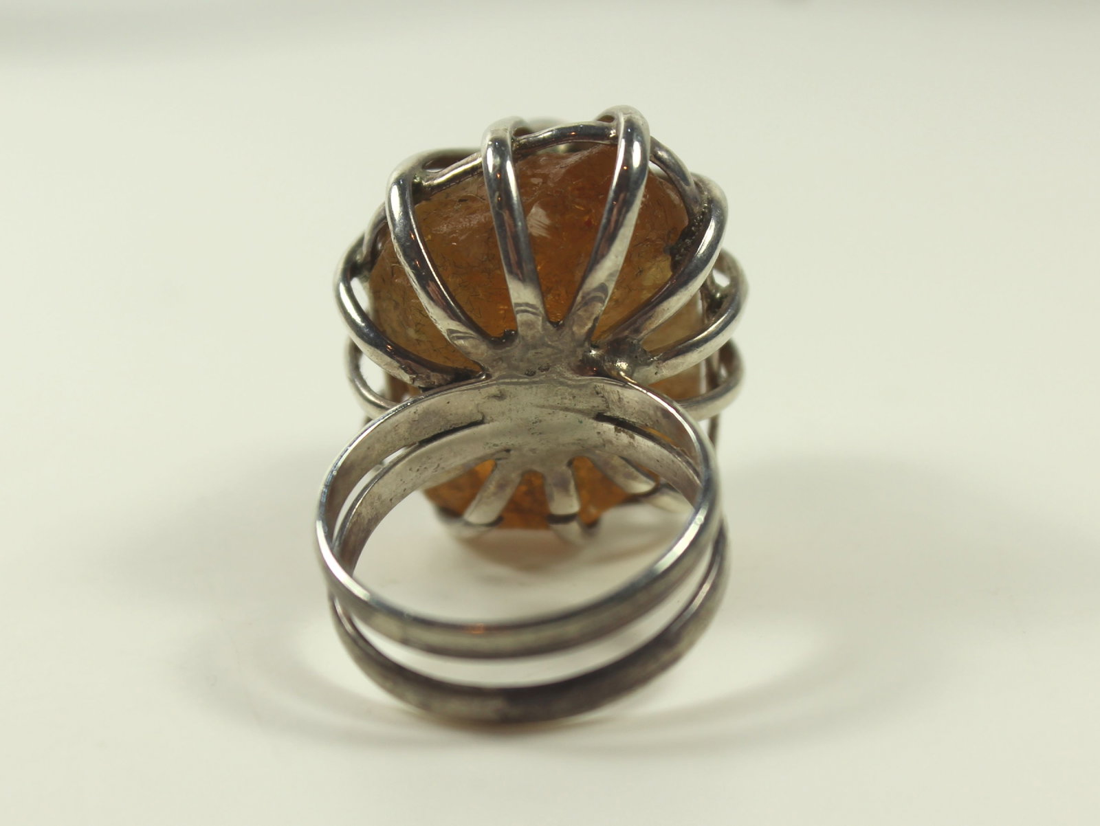 Caged Amber Ring in Sterling (925) Silver - 3