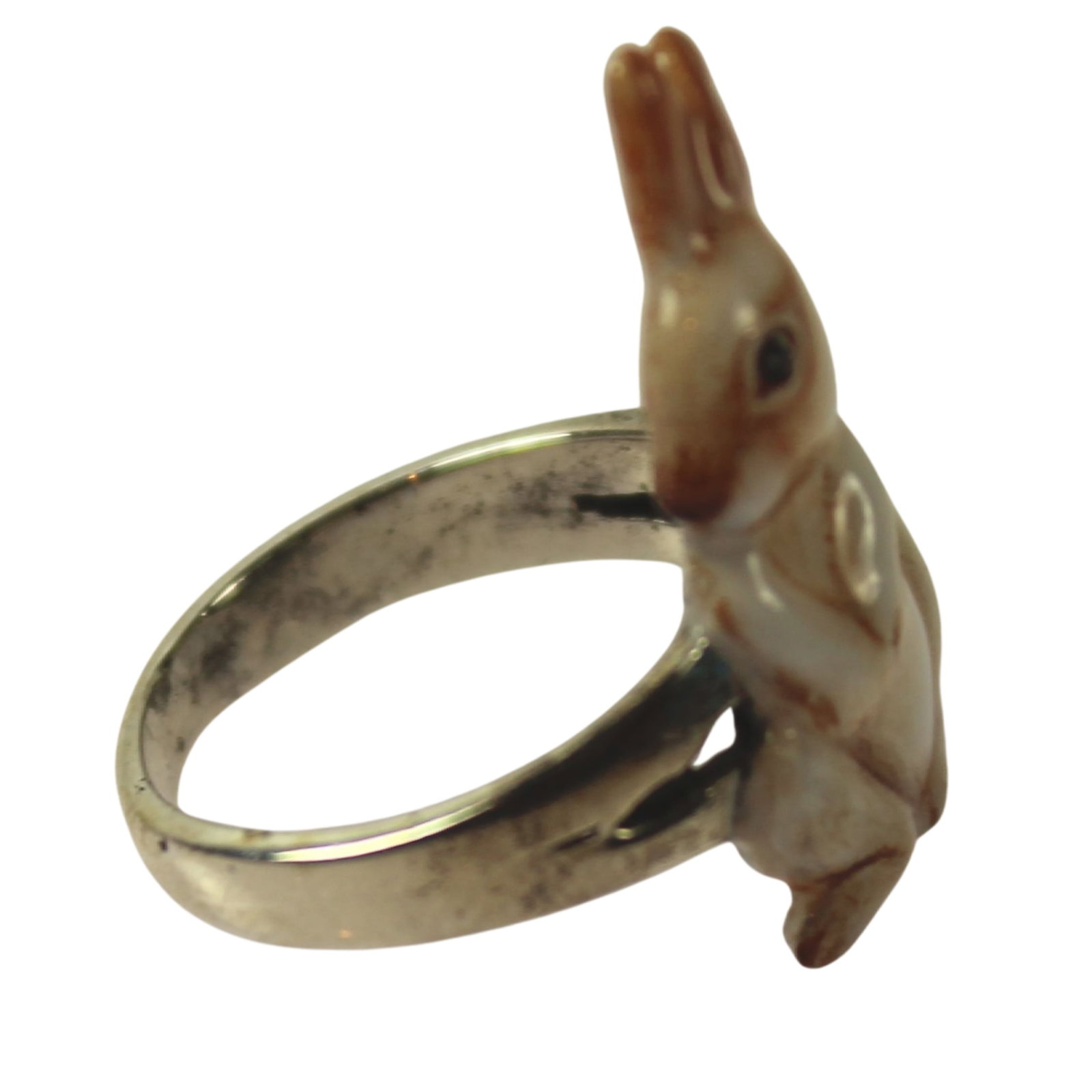 'Beatrix Potter' Porcelain Bunny Ring in Sterling (925) Silver: . Size Size L : Weighs 5.22g Medium Jewelry