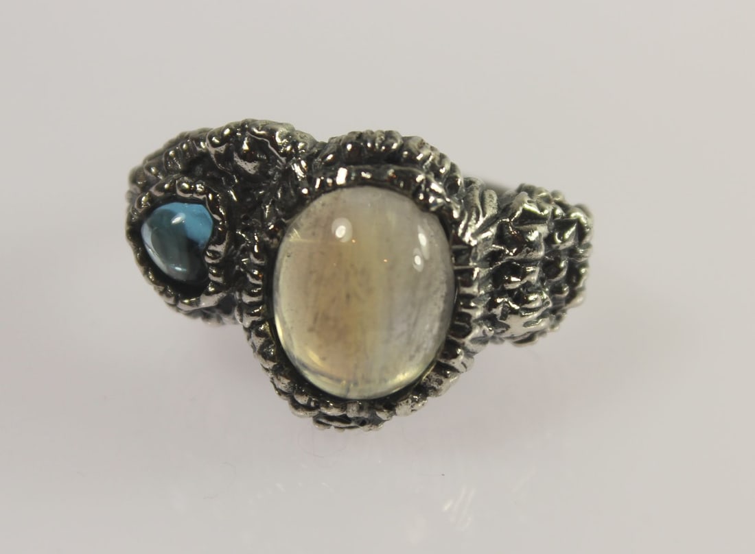 Labradorite & Moonstone & Topaz Rings in Sterling (925) Silver Settings (2 items) - 2