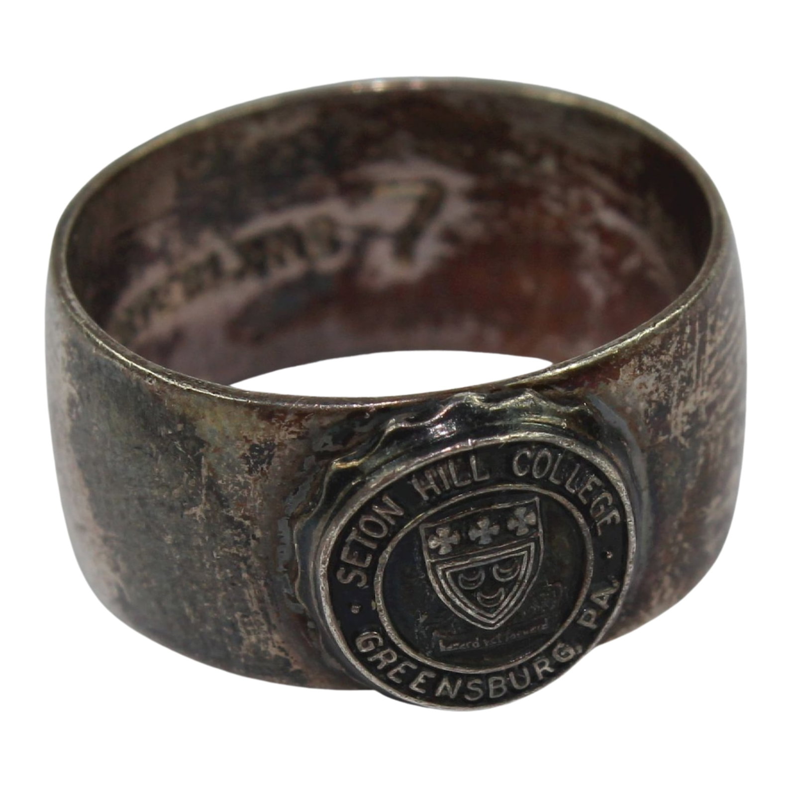 U.S.A. College Ring in Sterling (925) Silver: Emblem of "Seton Hill College Greensburg Pa" Size Size N Medium Jewelry