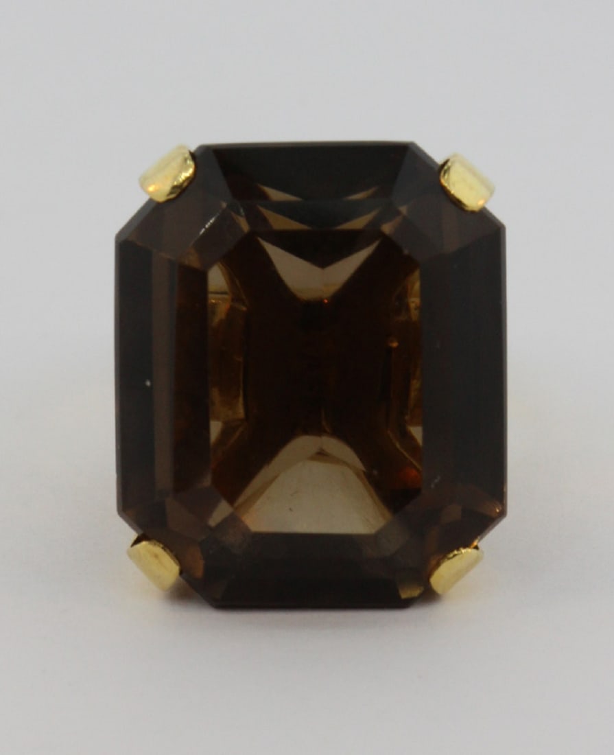 Large Smoky Quartz in 14ct Gold Ring - 2