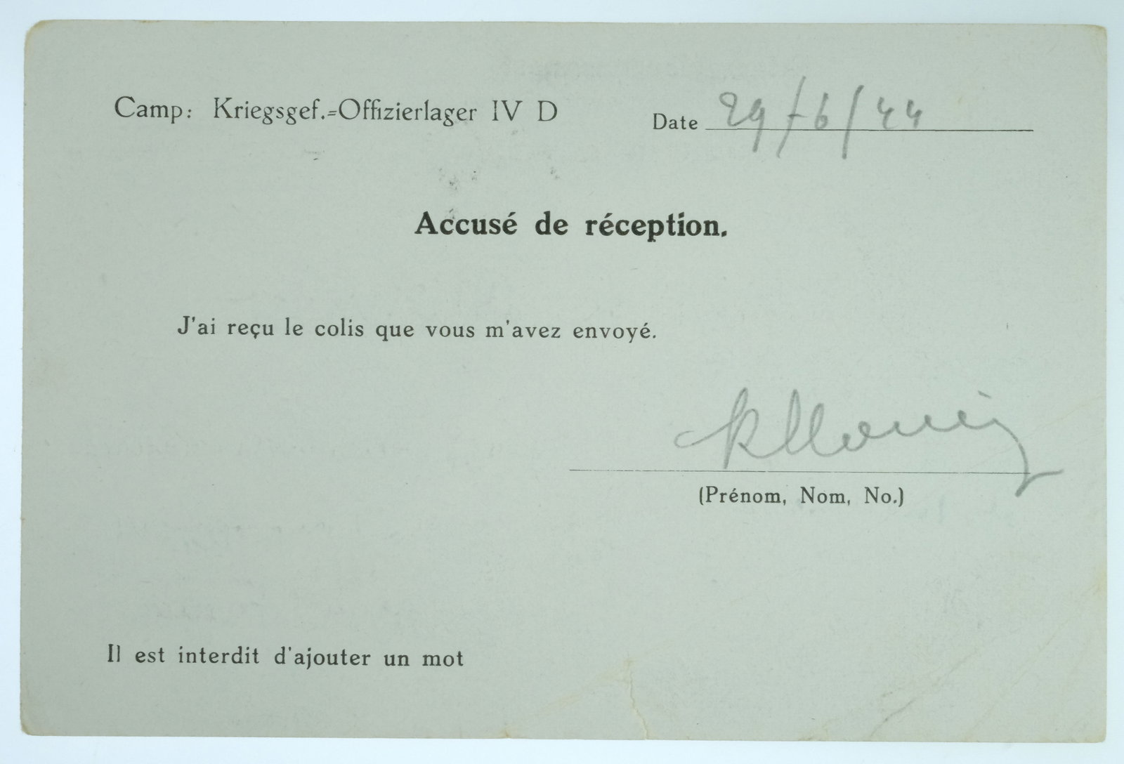 Germany WW11 'Stalag IV-D Prisoner of War Camp Postcard, Postmarked 1944 - 2