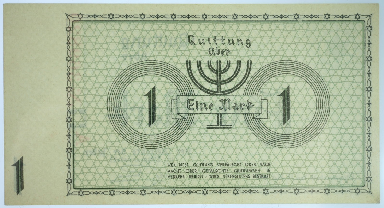 Lodz Ghetto Poland (German Occupation) Eine (1) Mark ND (1940), Choice Uncirculated - 2