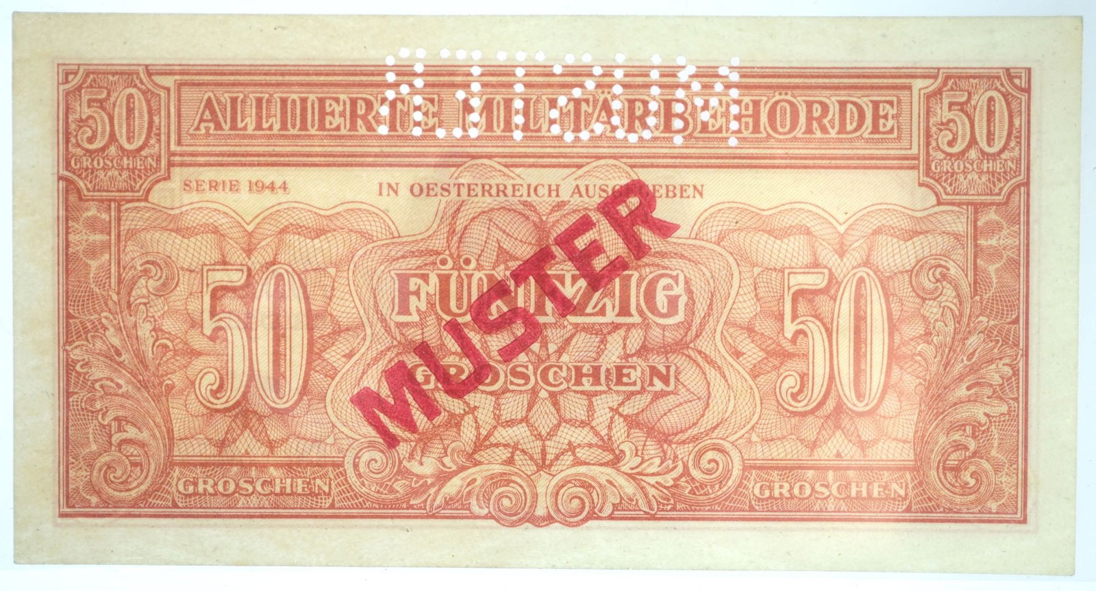 Austria (Allied Military Authority) 1944 Muster (Specimen) Emergency 50 Groschen, Uncirculated OPQ - - 2
