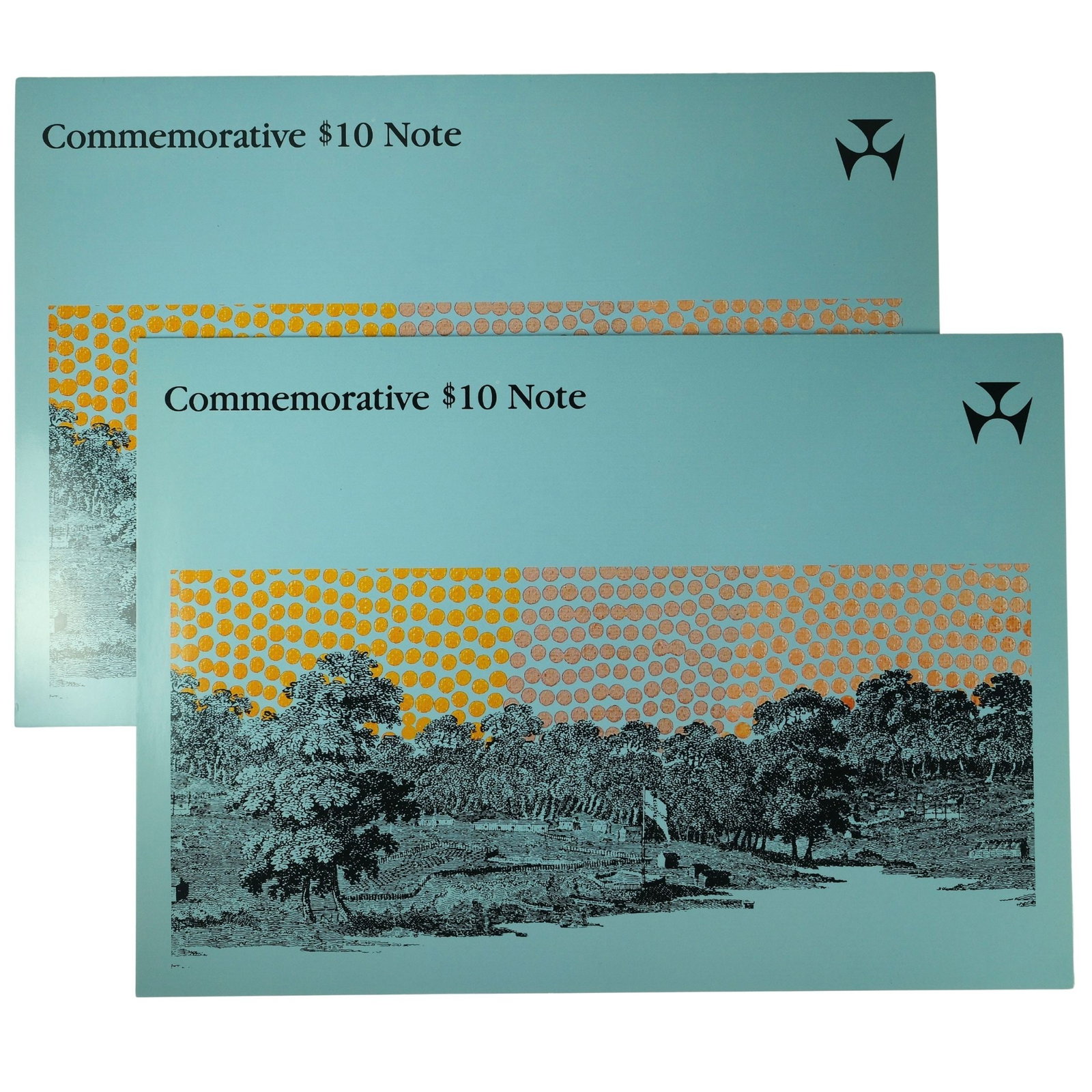 Australia Bi-Centennial Polymer $10 (1988), Uncirculated in Original Folders (Consecutive Pair): Renniks# A01a : Serial # AA10001665-6 Medium Paper Money, Australia & New Zealand