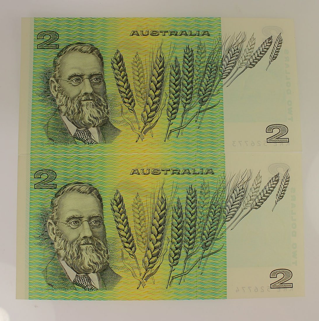 Australia 'Johnston - Stone' $2's (1983), about Uncirculated OPQ (Consecutive Pair) - 2