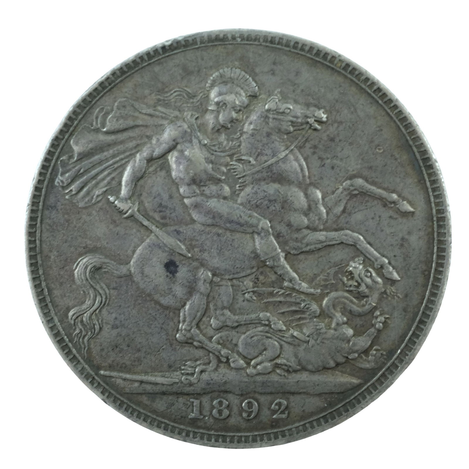 Great Britain 1892 Silver (925) Crown, Extremely Fine: Victoria Size ASW 0.8410 Troy oz Medium Coins, Europe