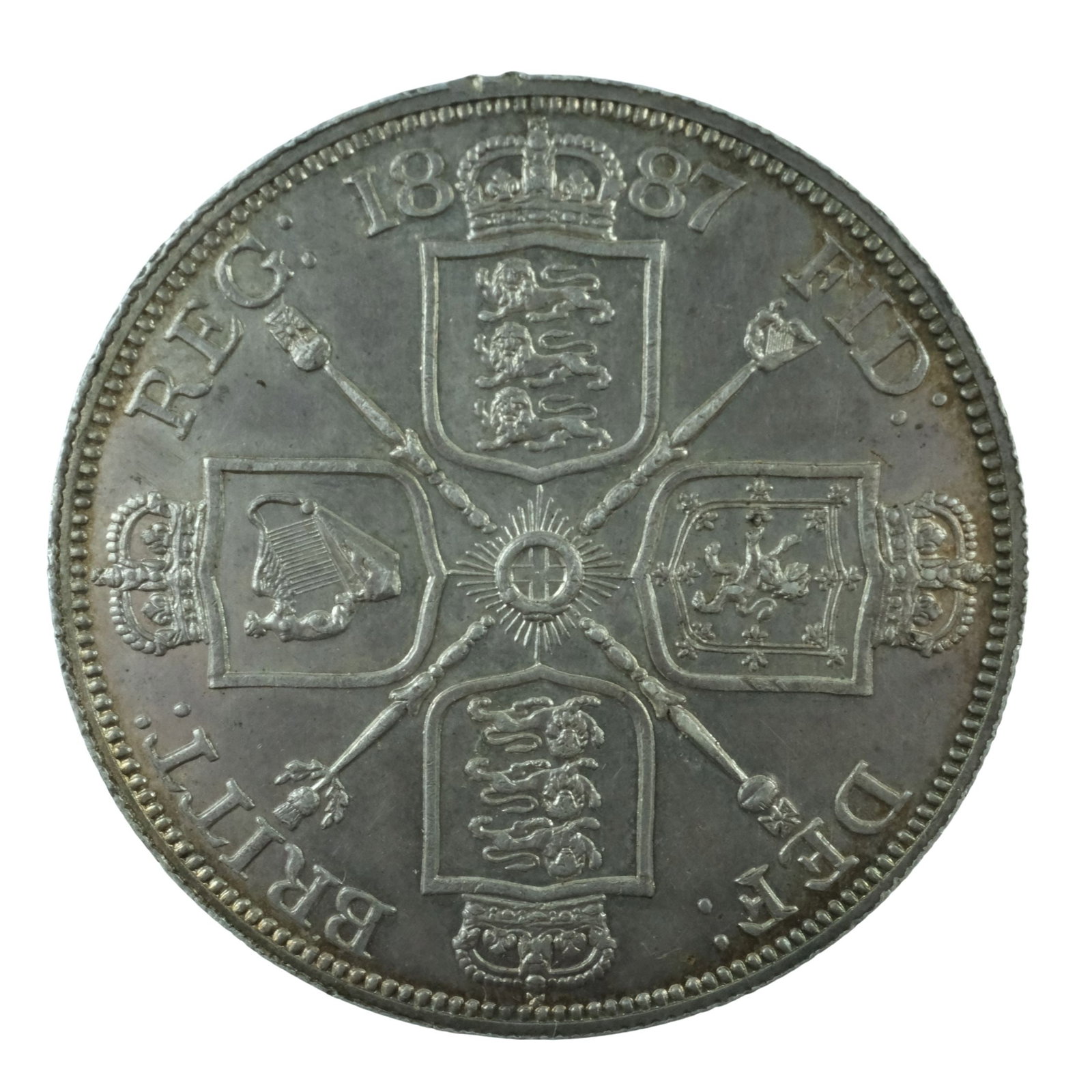 Great Britain 1887 Silver (925) Double Florin, about Uncirculated (1 of 2)