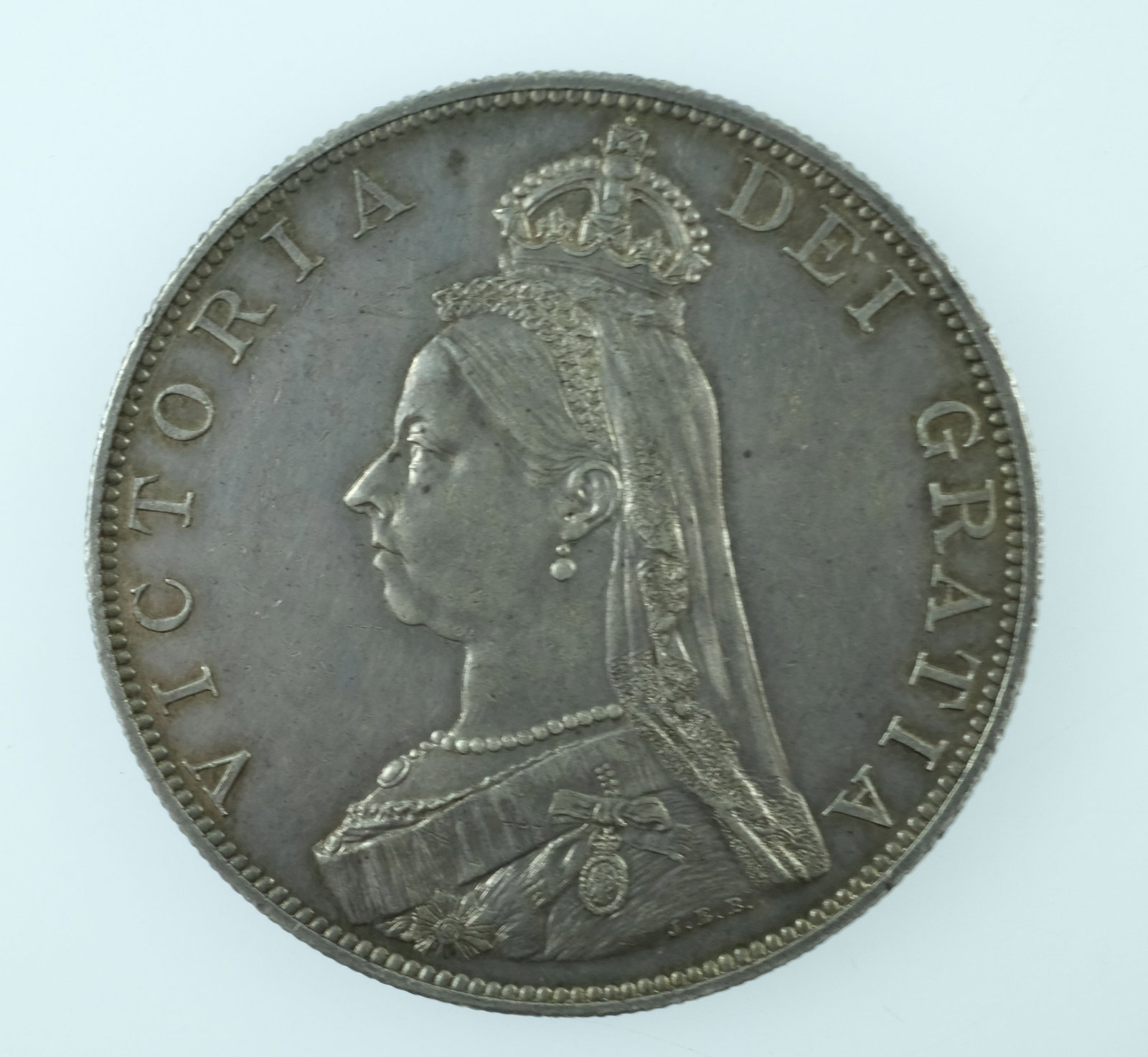 Great Britain 1887 Silver (925) Double Florin, about Uncirculated - 2