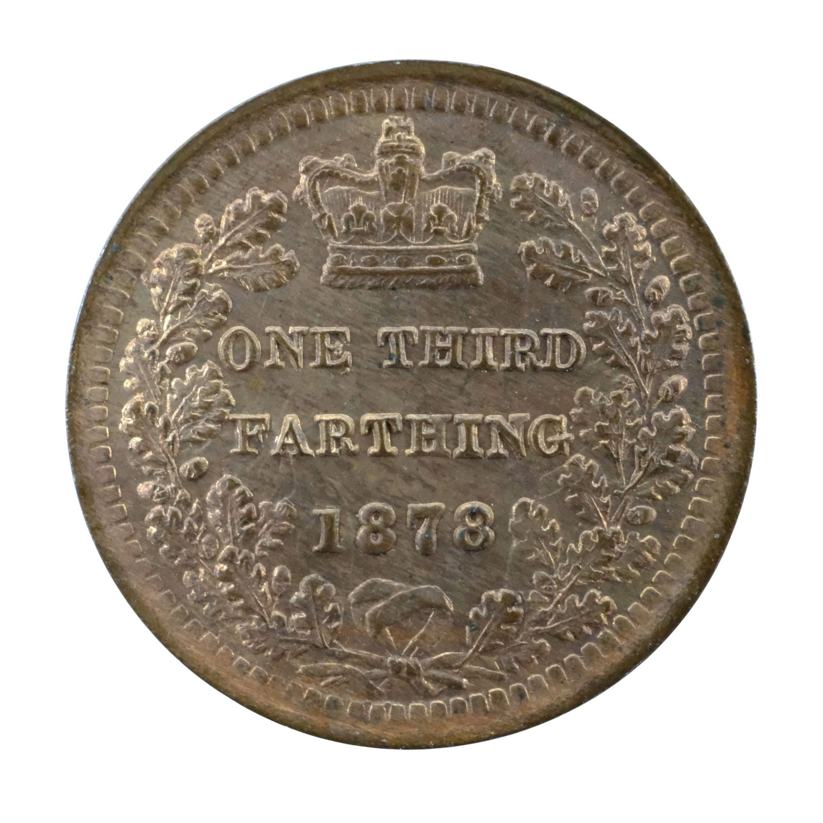 Great Britain 1878 Third Farthing, Lustrous Uncirculated: For use in Malta Medium Coins, Europe