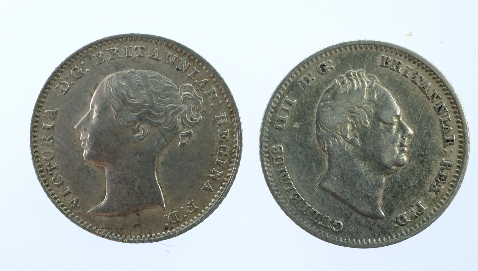 Great Britain 1836 & 1854 Silver (925) Groats, about VF & about EF - 2