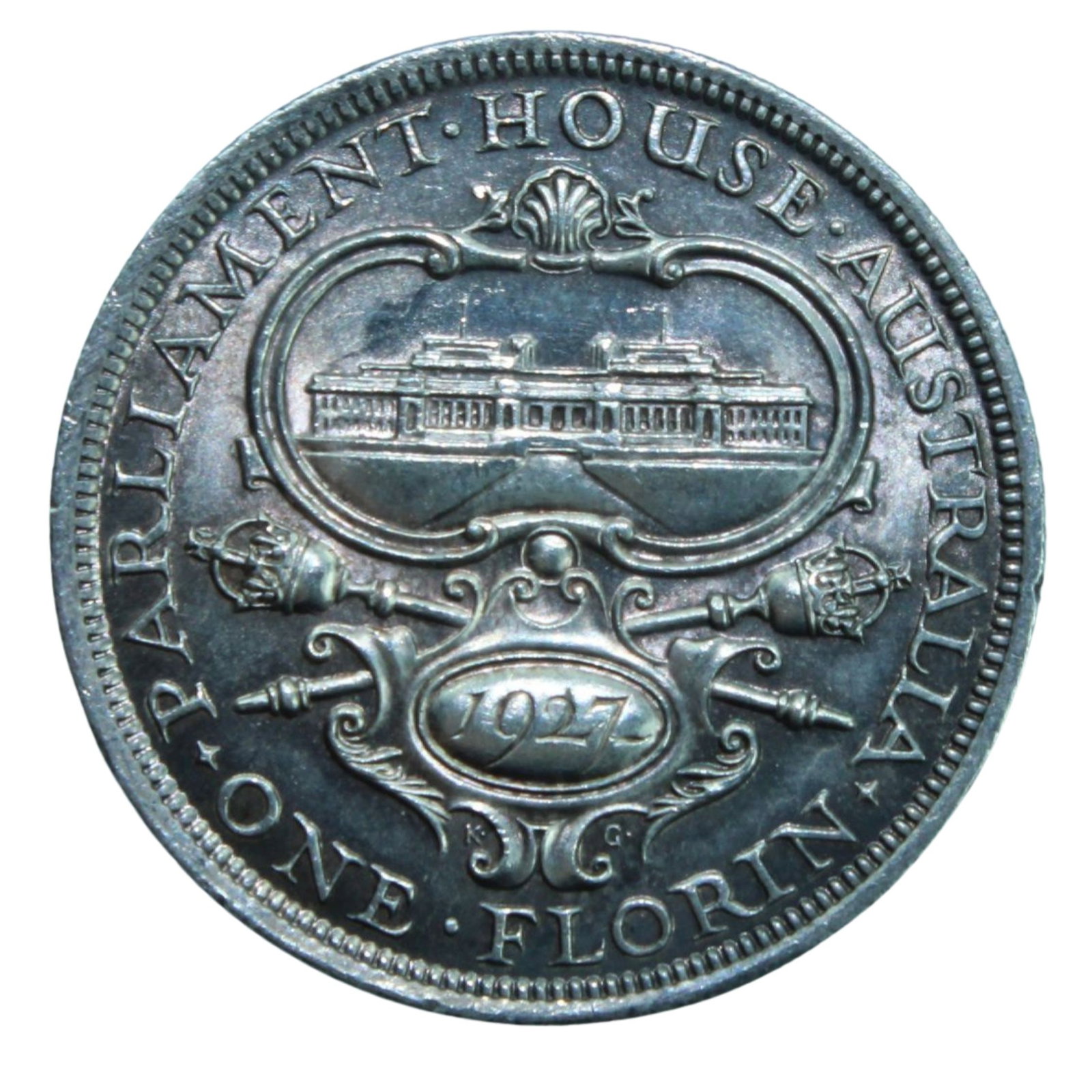 Australia 1927 'Canberra Florin', Choice Uncirculated: Beautiful patina enhances the design Size ASW 0.3363 Troy oz Medium Coins, Australia & New Zealand