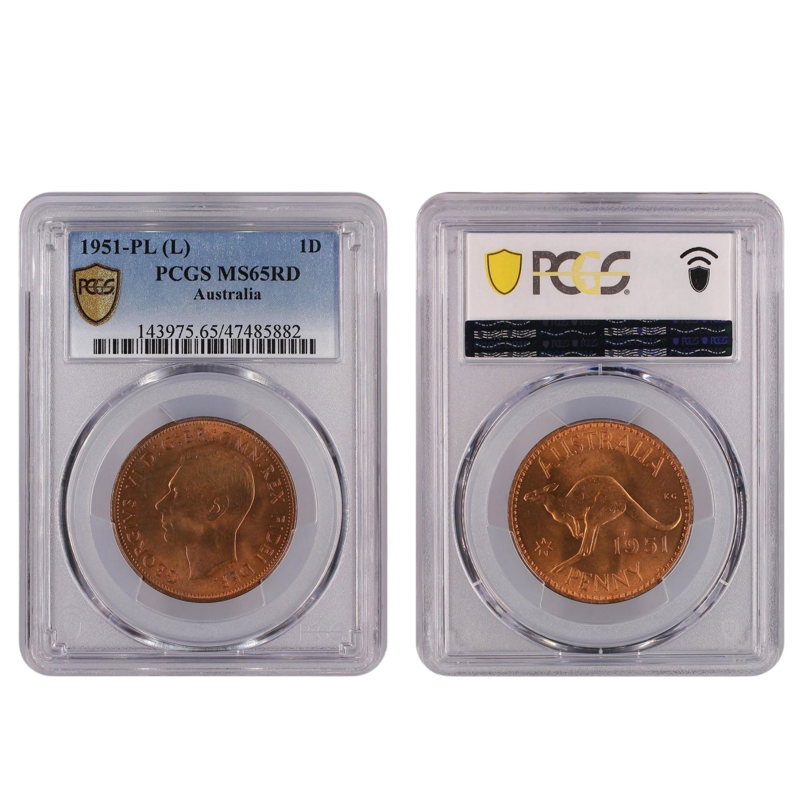 Australia 1951 PL Penny, PCGS MS65 RD (Pop 57) (1 of 1)