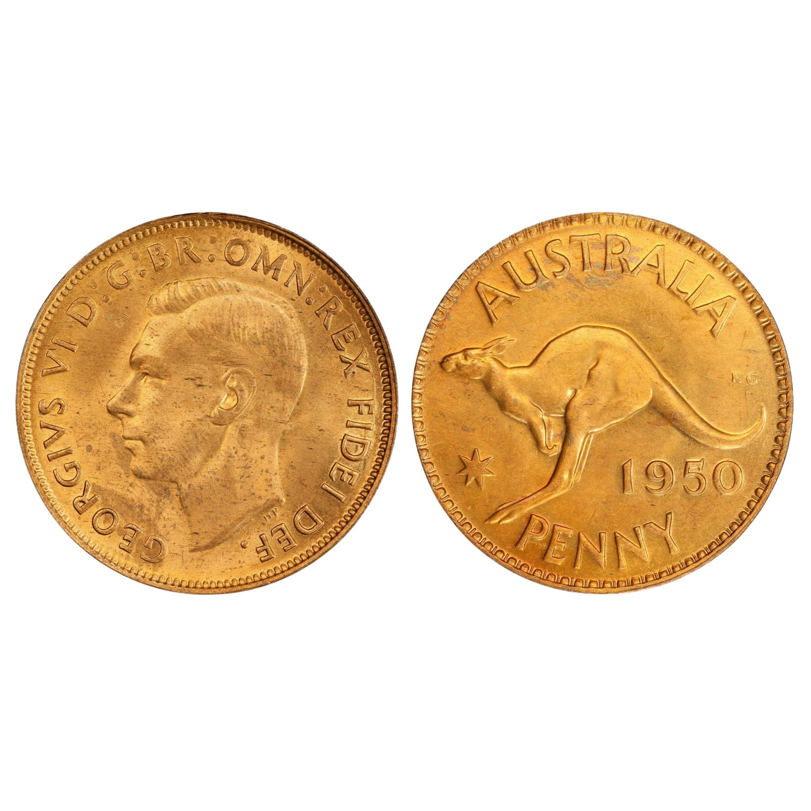 Australia 1950 (M) Penny, PCGS MS64 RD (Pop 48): Benchmark Catalogue# Obv 5 - Rev D Condition Small spot reverse Medium Coins, Australia & New Zealand