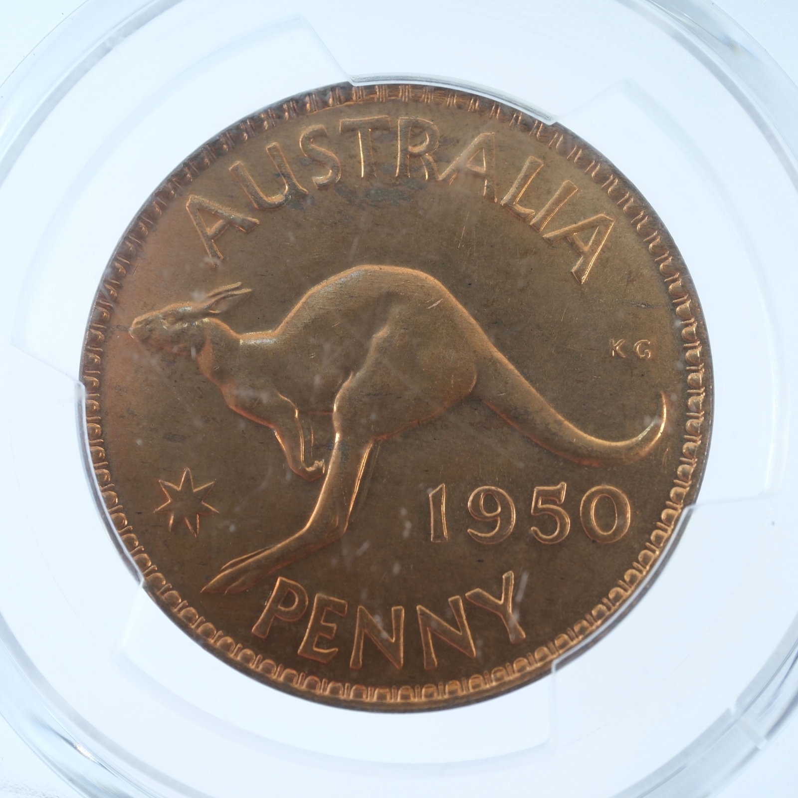 Australia 1950 (M) Penny, PCGS MS64 RD (Pop 48) - 3