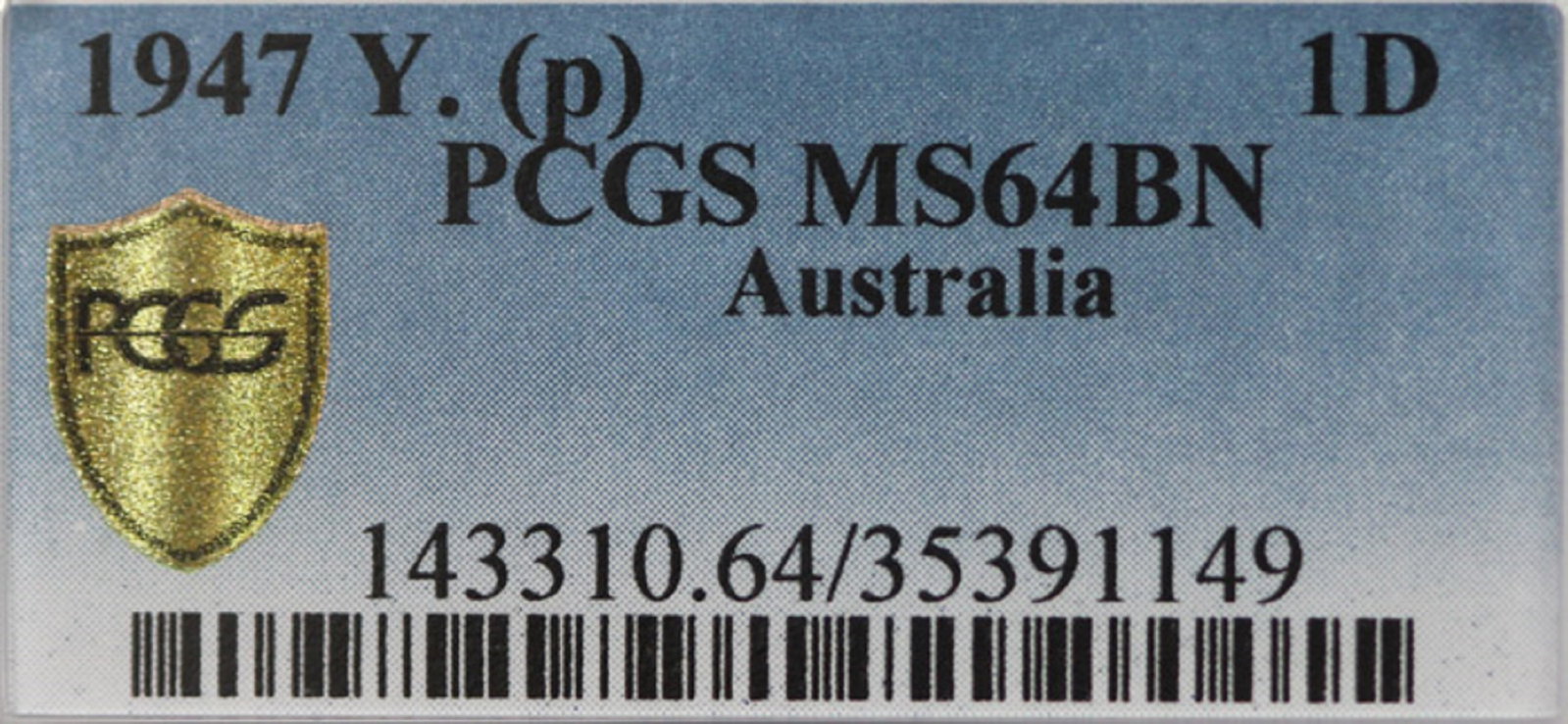 Australia 1947 Y. (P) Penny, PCGS MS64 BN (Pop 12) - 2