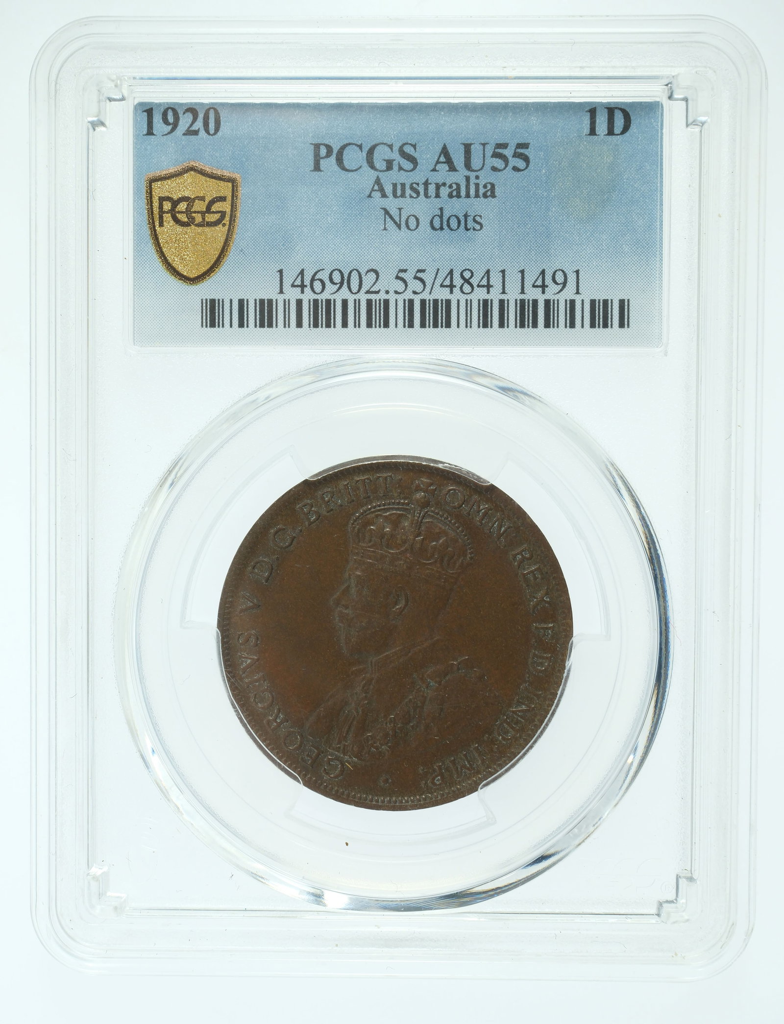 Australia 1920 (S) 'Plain' Penny, PCGS AU55 (Pop 4) - Rare in grade - 2
