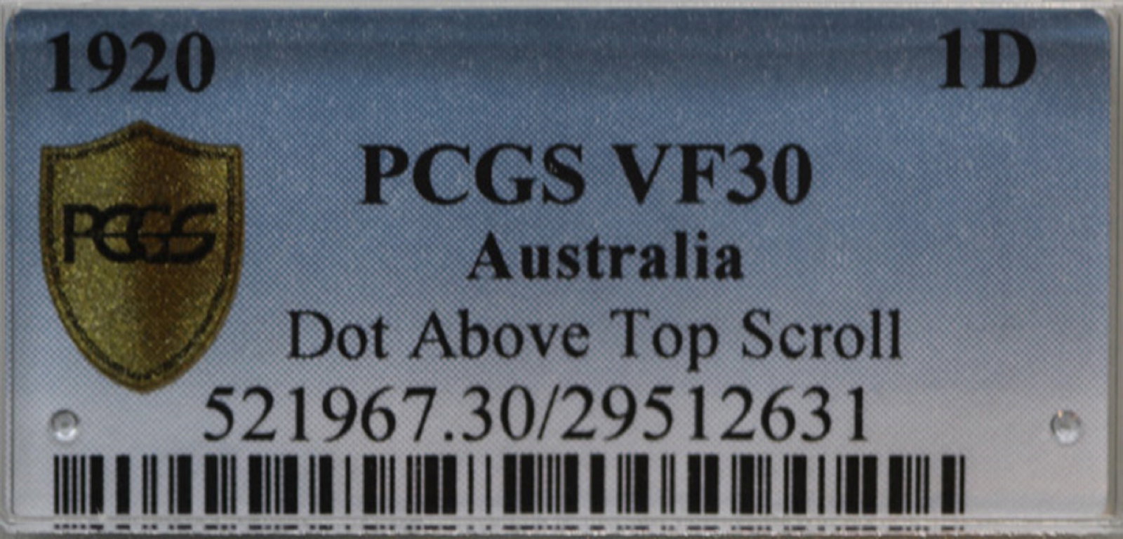 Australia 1920 .// (P ?) Penny, PCGS VF30 - Scarce - 2