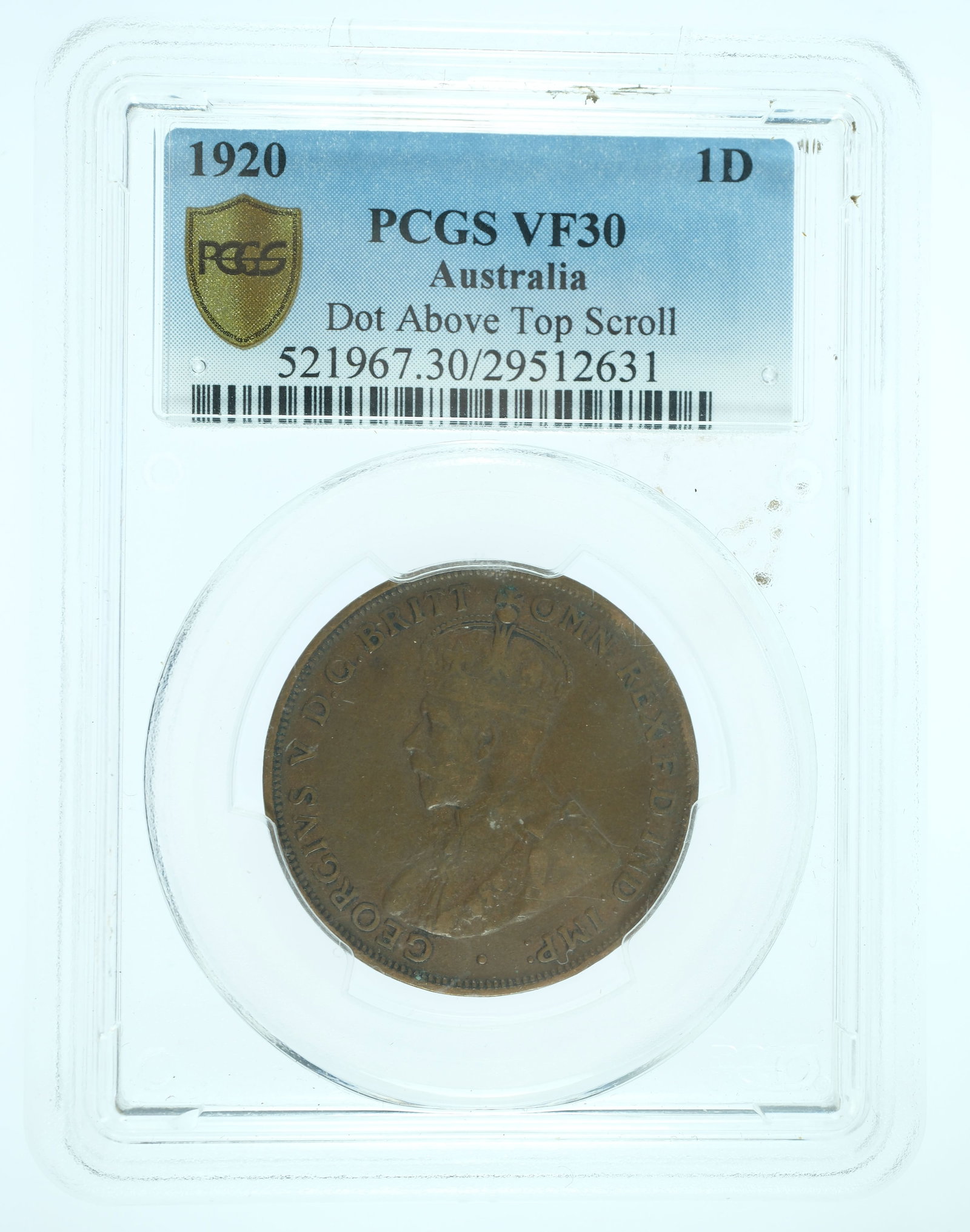 Australia 1920 .// (P ?) Penny, PCGS VF30 - Scarce - 3