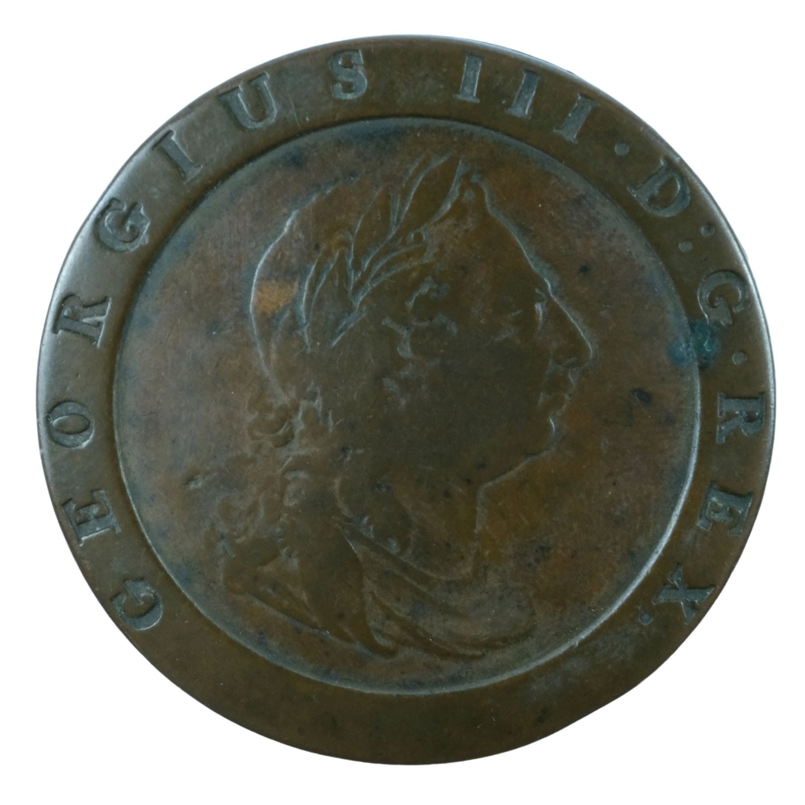 Great Britain 1797 Cartwheel Twopence made into a Container: Contemporary inscription "M.A.HORNIBLOW / BORN / 25th NOV 1806" Size Diameter 40mm Medium Coins, Europe