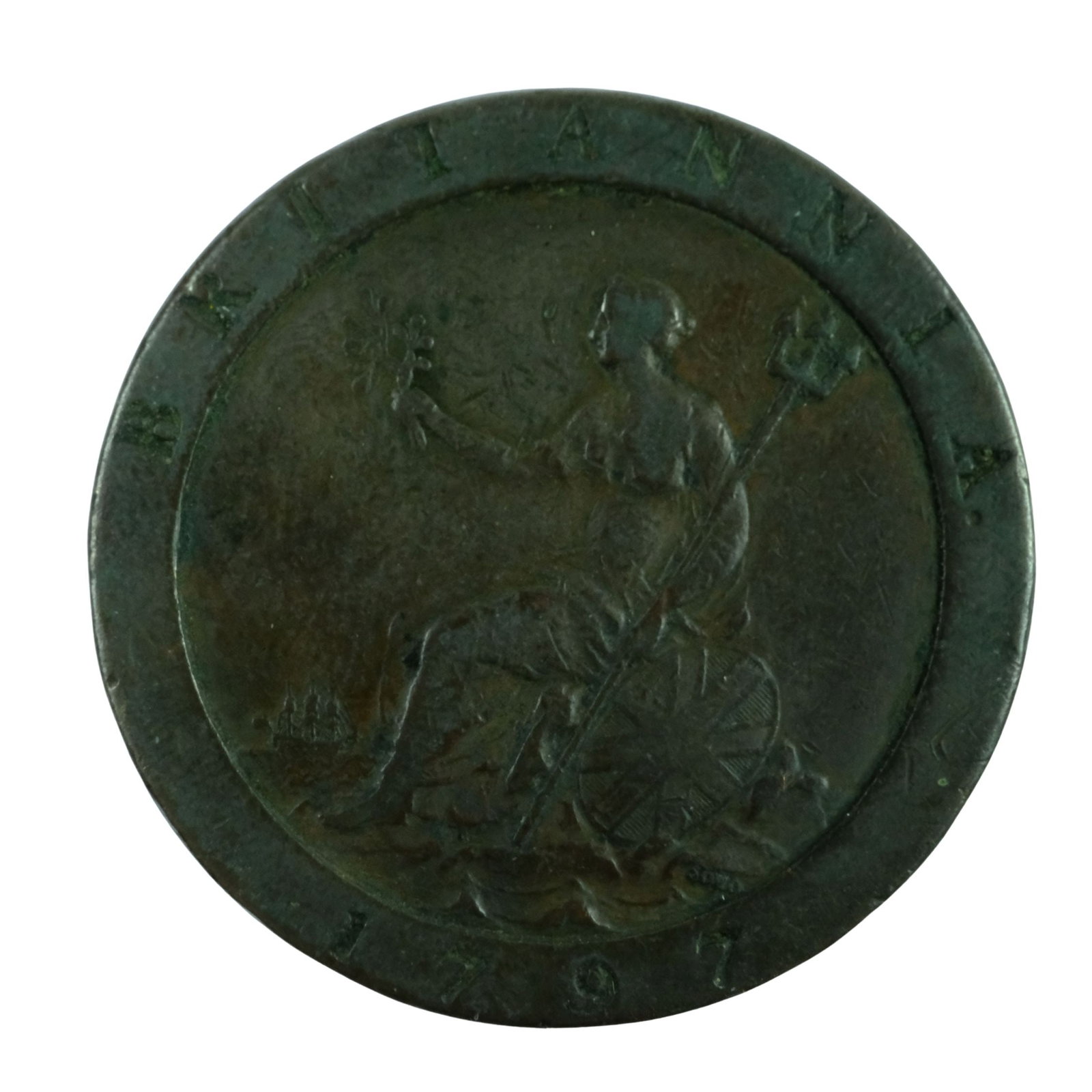 Great Britain 1797 Cartwheel Penny embellished with meticulously carved with Floral display - 2