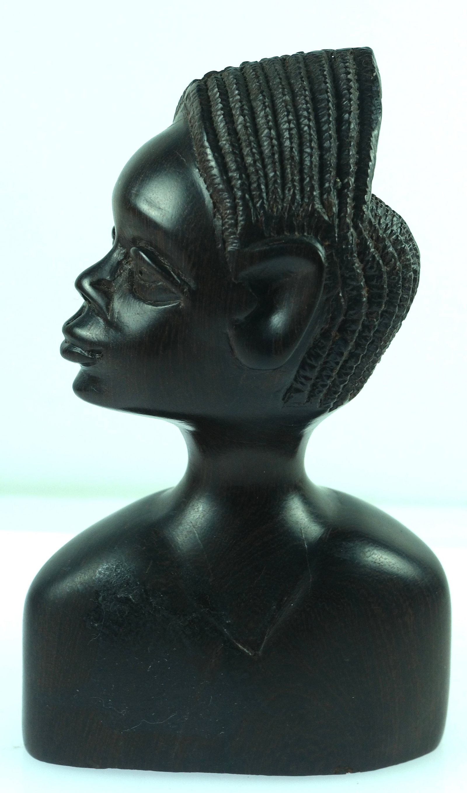Carved Wooden Bust of an African Native Girl - 2