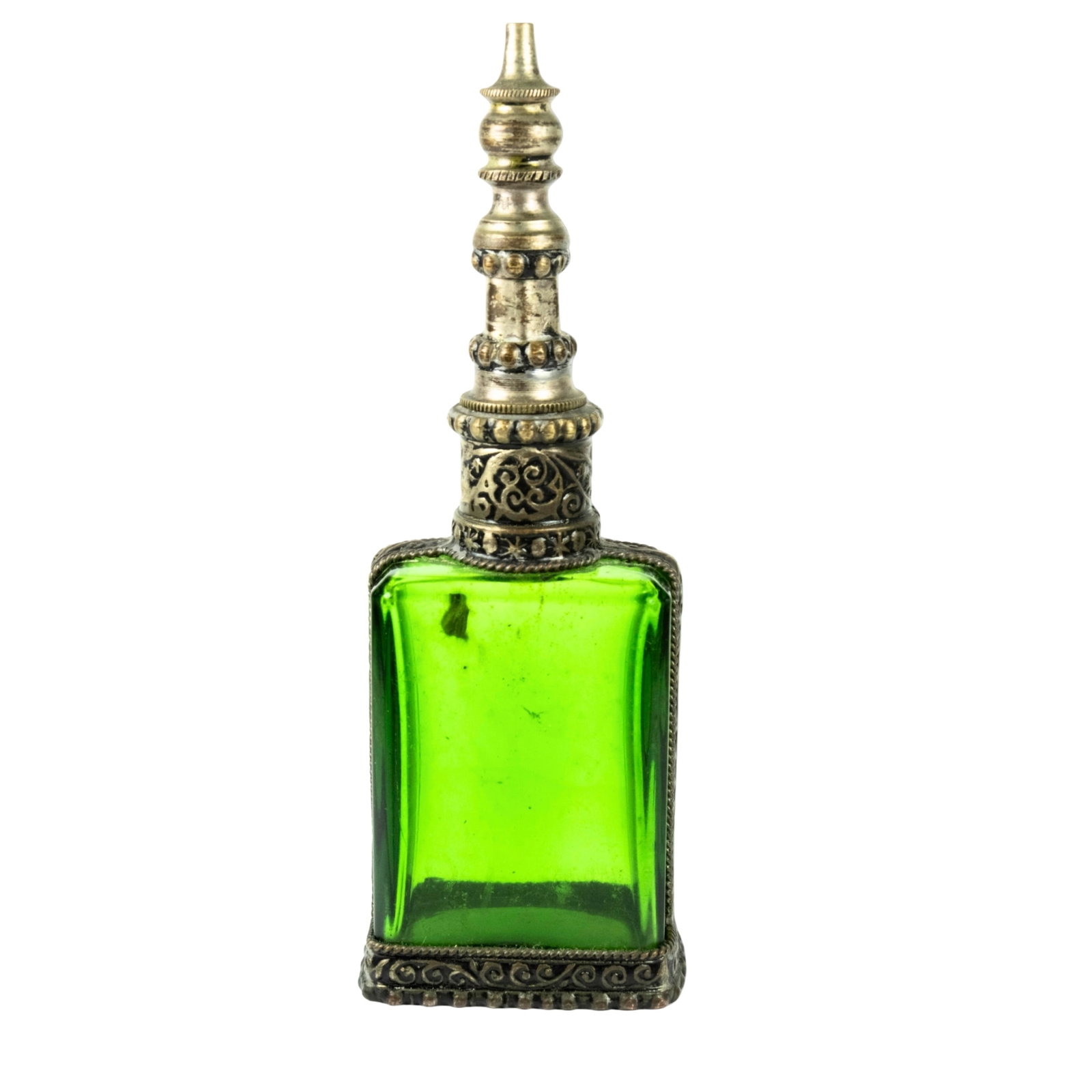 Asian Pagoda-style Green Glass Container with Screw Lid (1 of 6)