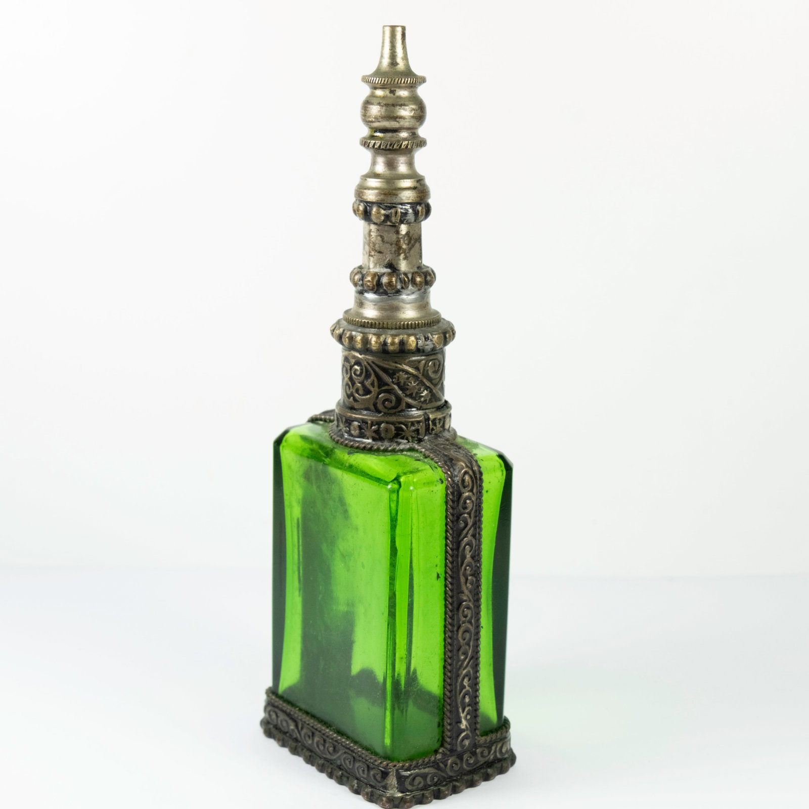Asian Pagoda-style Green Glass Container with Screw Lid - 2