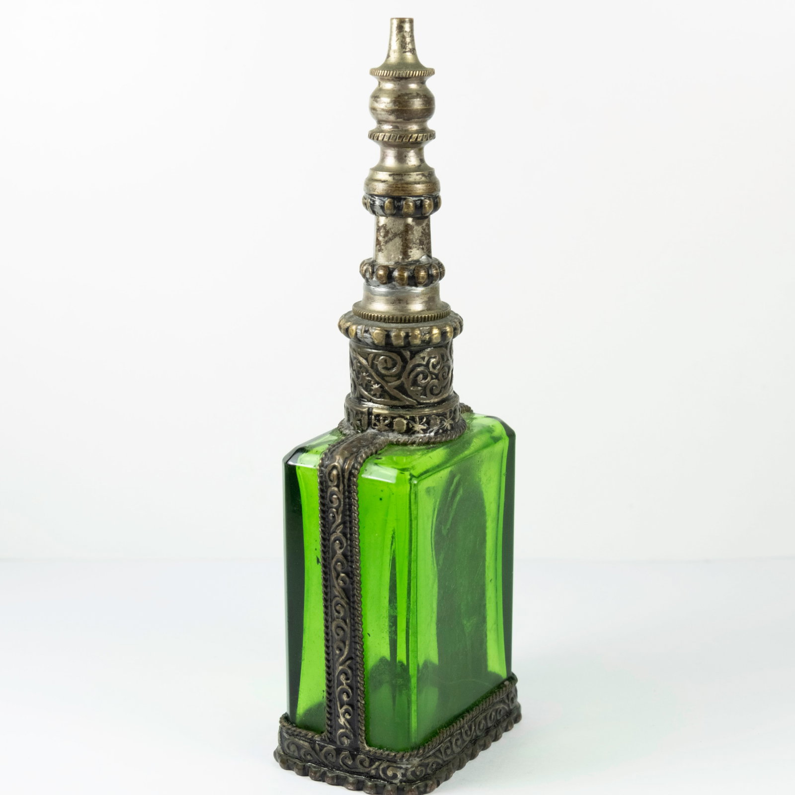 Asian Pagoda-style Green Glass Container with Screw Lid - 3