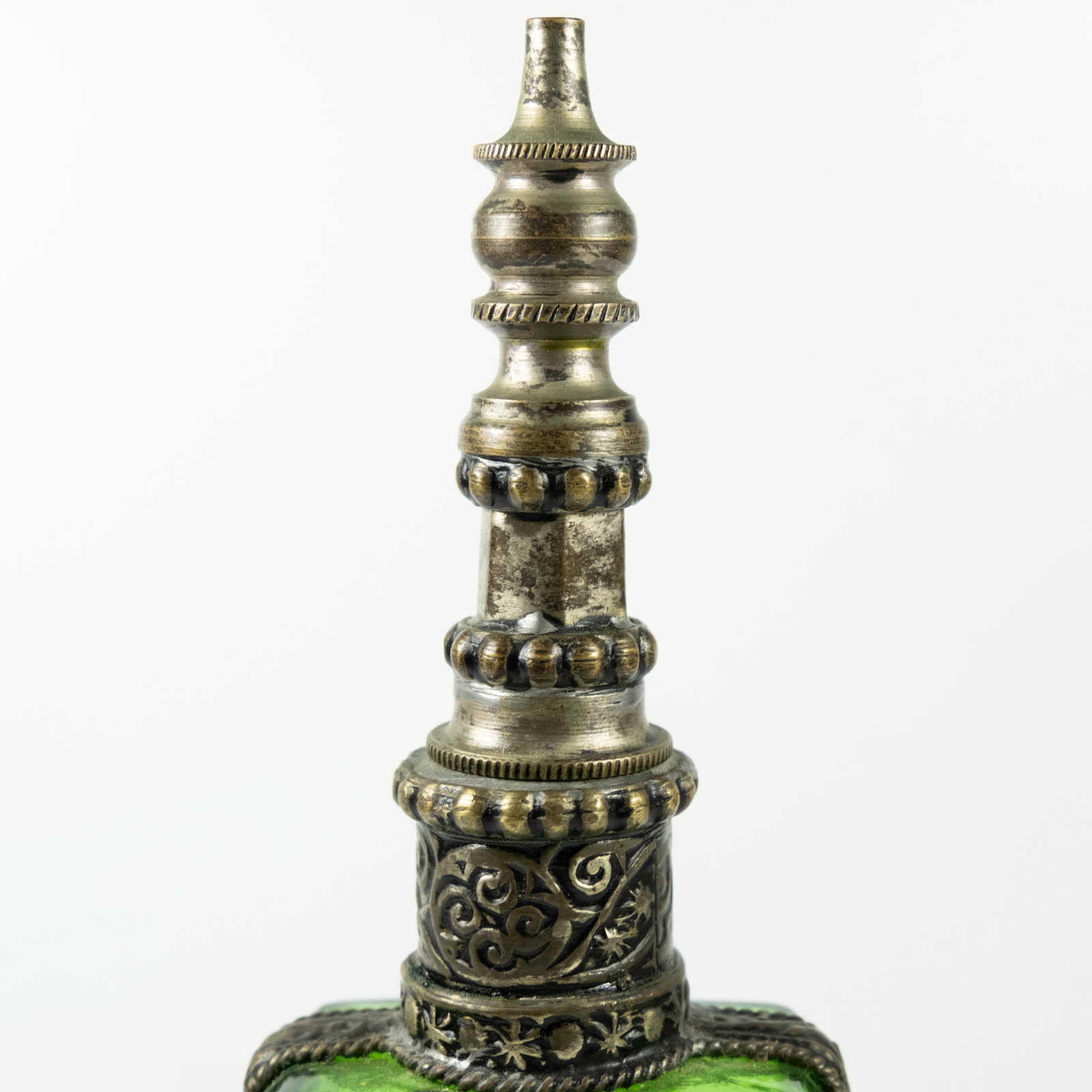 Asian Pagoda-style Green Glass Container with Screw Lid - 5
