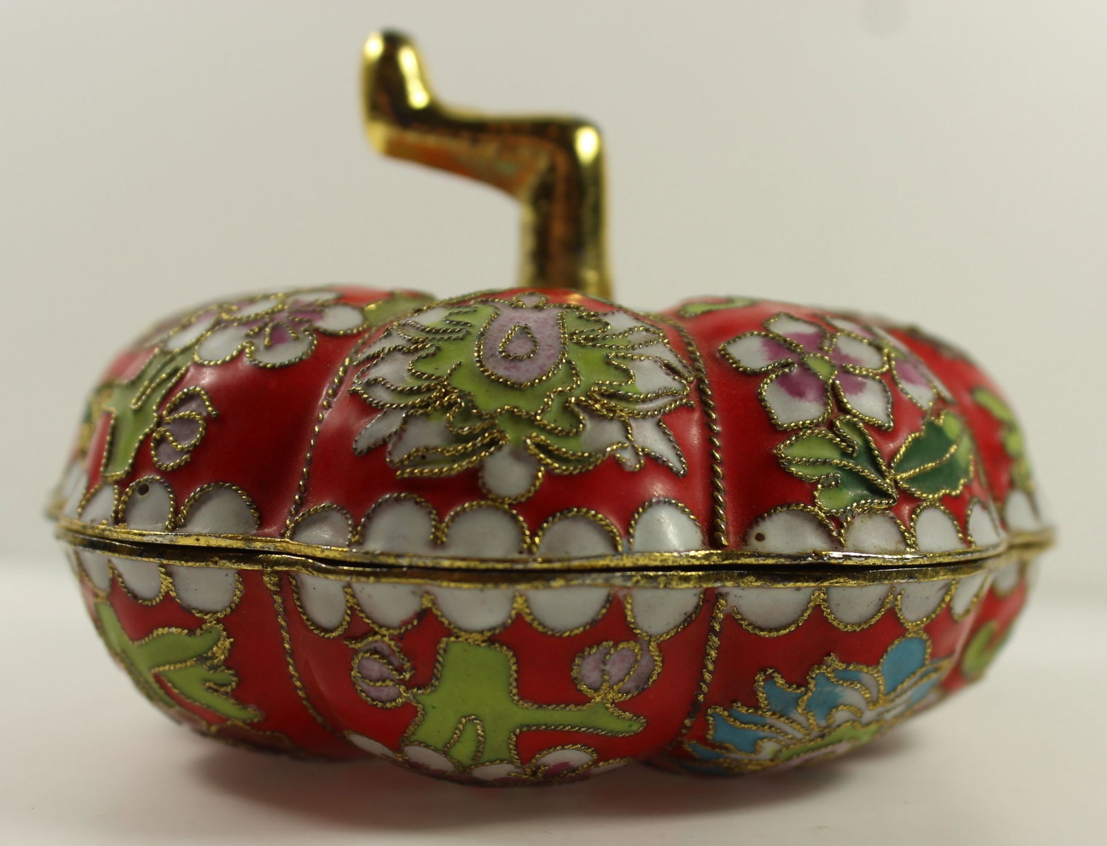 Chinese Cloisonne Box in the form of a Pumpkin - 2