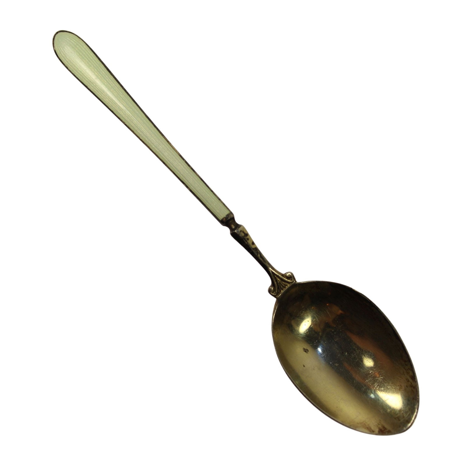 Scandinavian Enamelled Silver (900) Teaspoon: Gilded Bowl Size Length 10.5cms Condition Minor losses to enamel Medium Collectibles