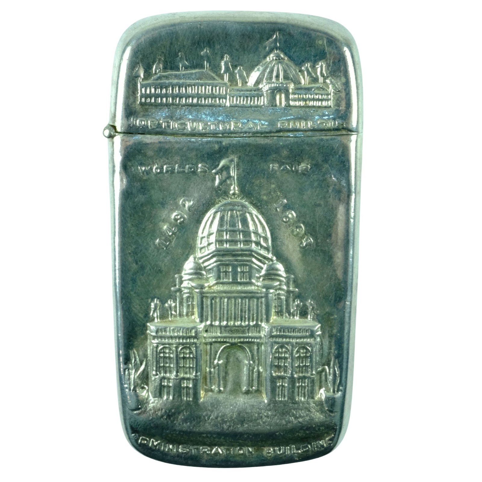 Souvenir Silver-plate Vesta from the 1893 Chicago World's Fair (1 of 2)