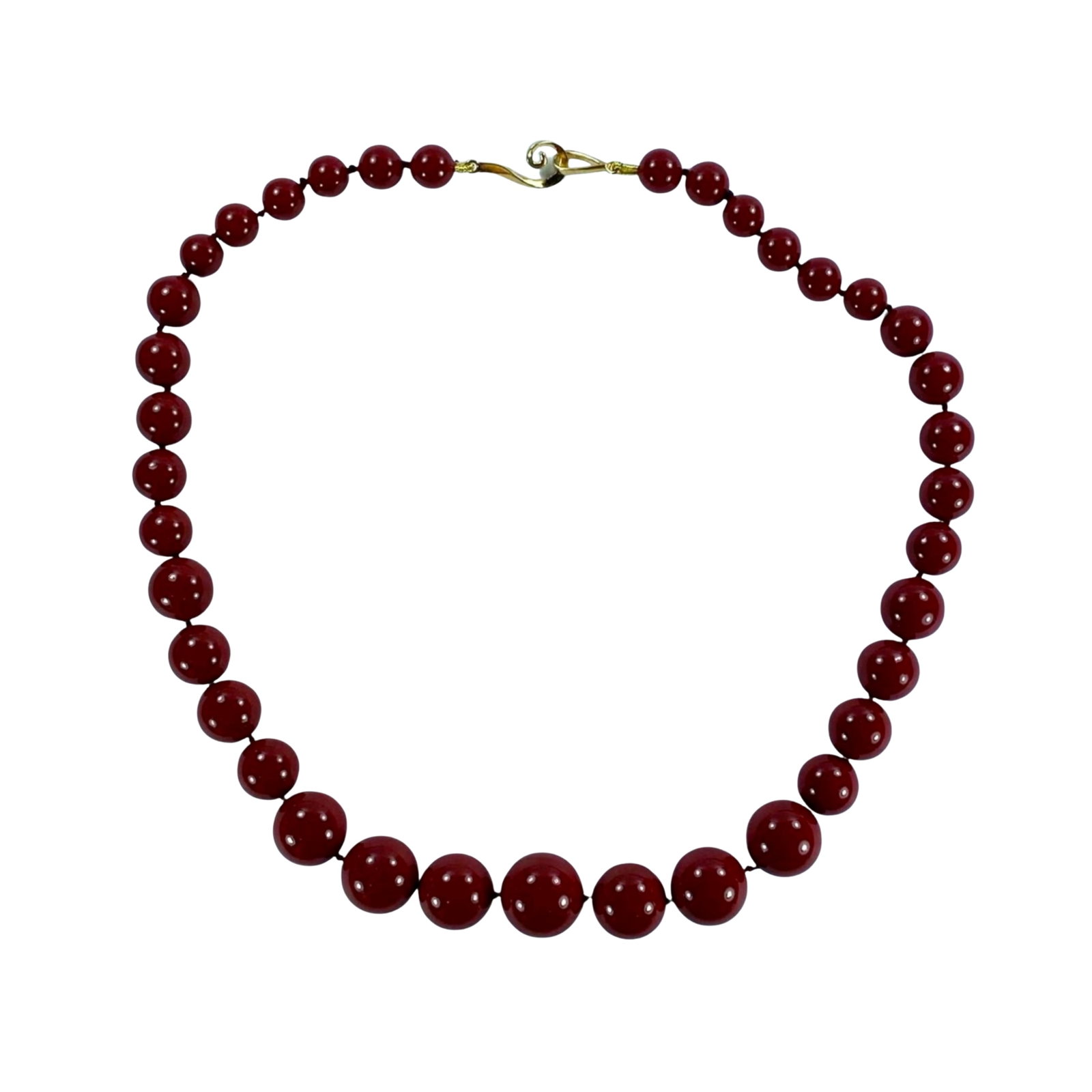 Shell Based Graduated Red Bead Necklace (1 of 2)