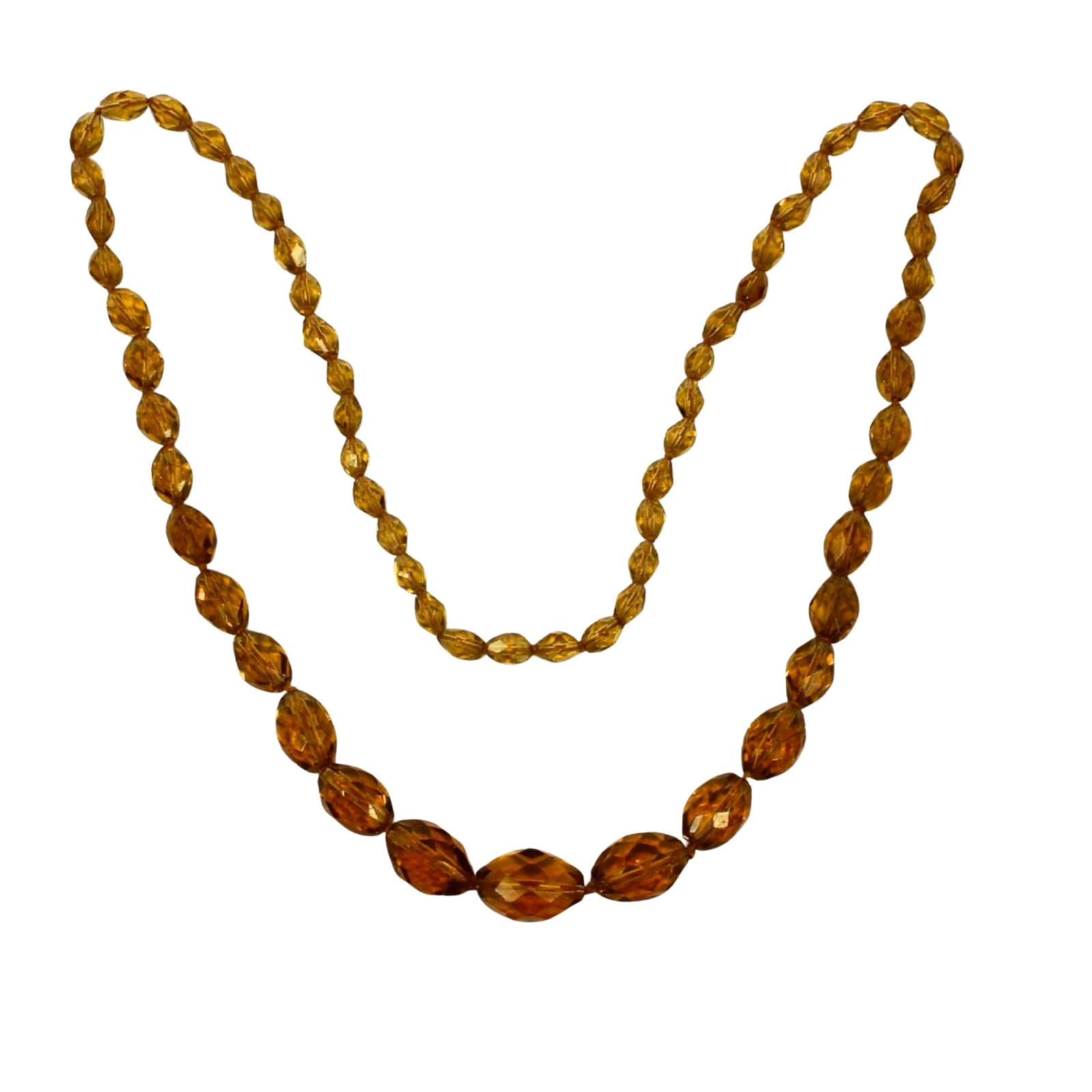 Yellow Crystal Necklace with graduated Faceted Beads: . Size Closed Length 45cms Medium Jewelry