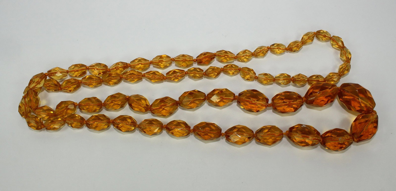 Yellow Crystal Necklace with graduated Faceted Beads - 2