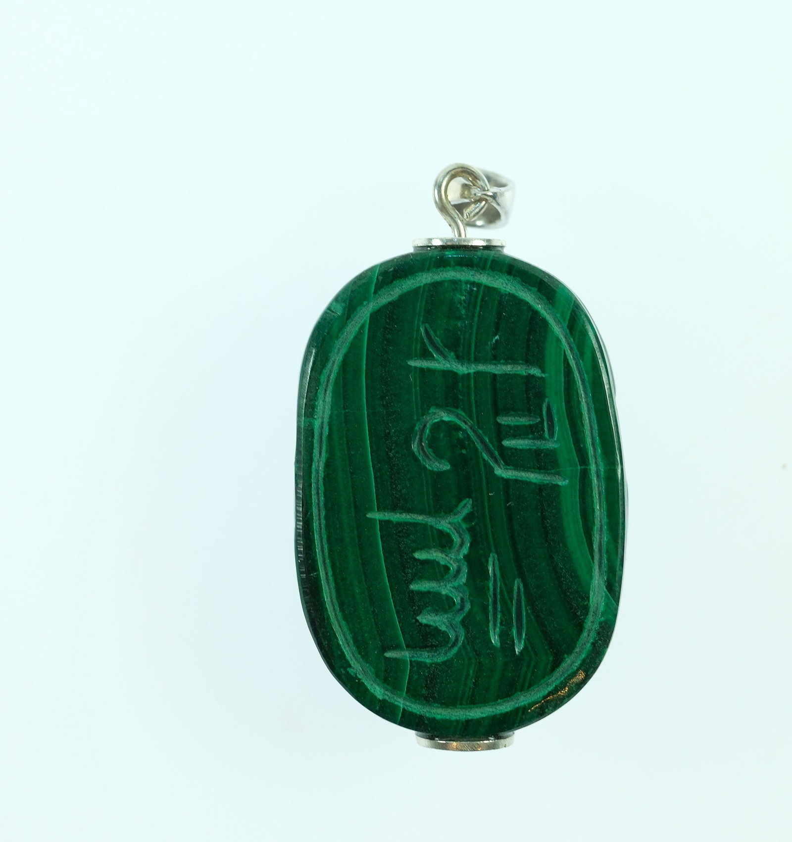 Scarab Beetle Pendant in carved Malachite - 2