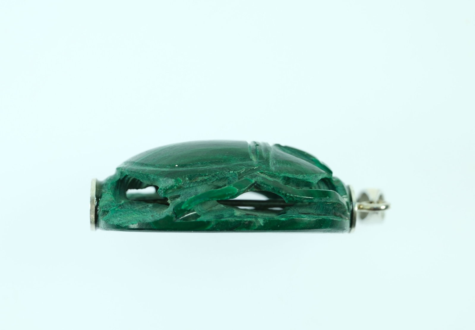 Scarab Beetle Pendant in carved Malachite - 3