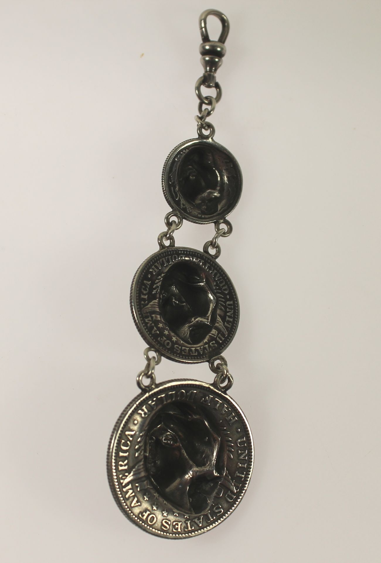 Liberty Head graduated Silver (900) Fob made from a U.S. Dime, Quarter Dollar & Half Dollar - 2