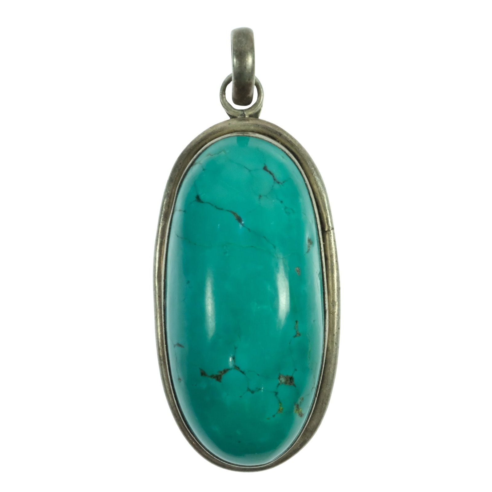 Heavy Turquoise Pendant in Sterling (925) Silver: Hangs 7 cms Size Hangs 7cms Medium Jewelry