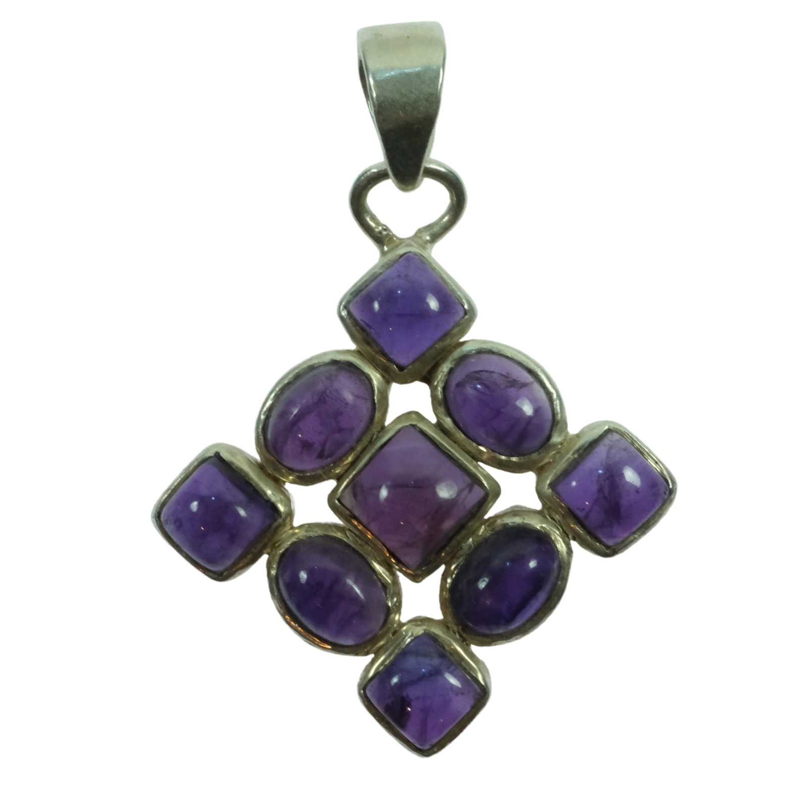 Amethyst Pendant in Sterling (925) Silver: . Size Hangs 4cms Medium Jewelry