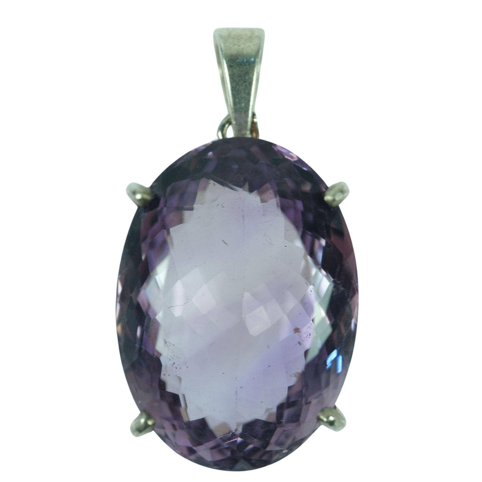 Large Oval-shaped Amethyst Pendant in Sterling (925) Silver: . Size Hangs 3.5cms Medium Jewelry