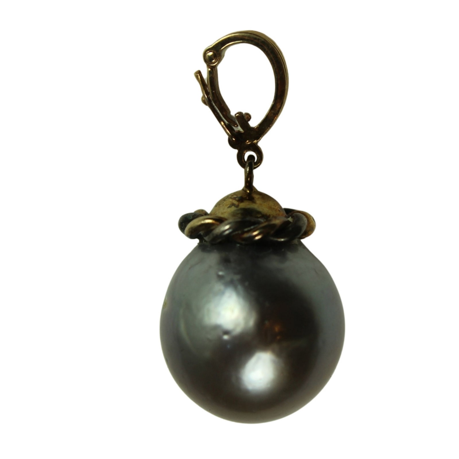 Large Tahitian Black Pearl Pendant with 9ct Yellow Gold Suspender: Natural Beauty Size Hangs 3cms. Pearl Diameter 15mm Medium Jewelry