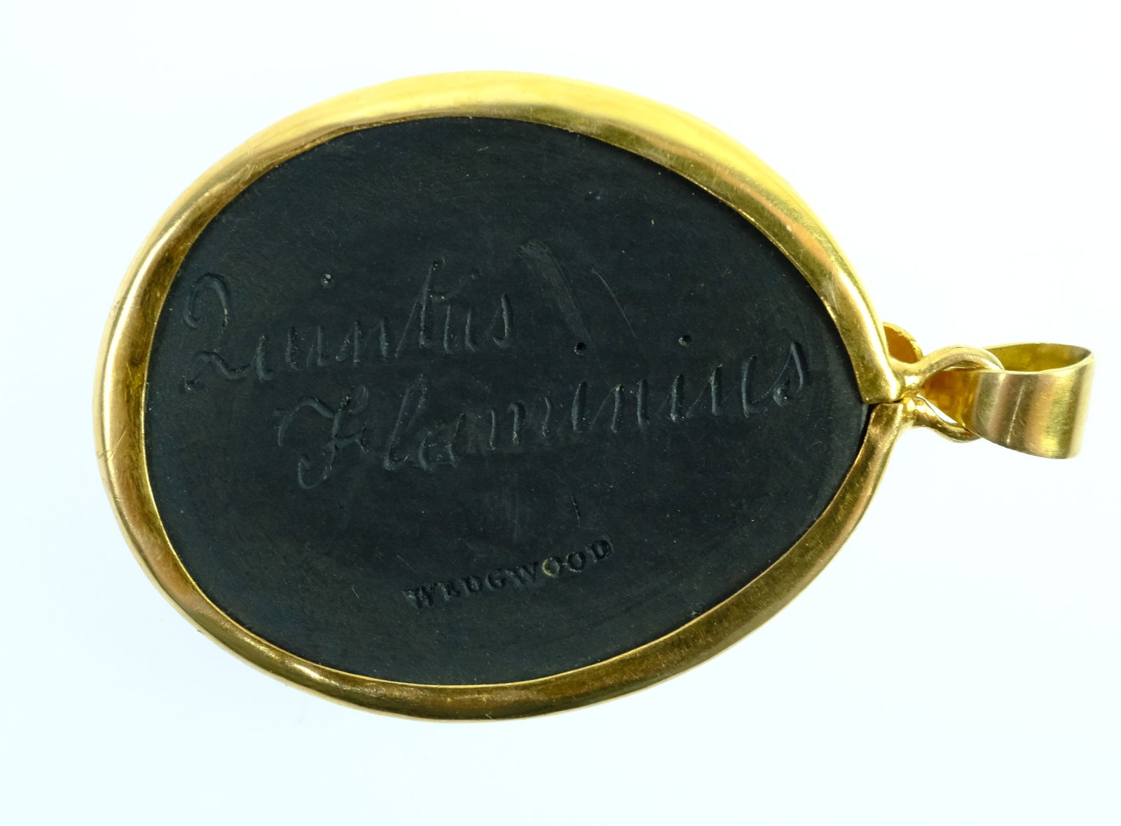 Wedgwood Black Basalt Cameo of Quinctius Flamininus in a Bespoke 18ct Yellow Gold Pendant Mount - 2