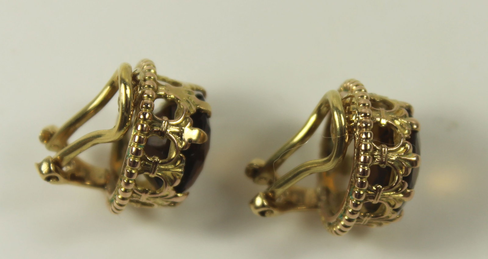 Smoky Quartz Clip-on Earrings in 18ct Yellow Gold (Pair) - 2