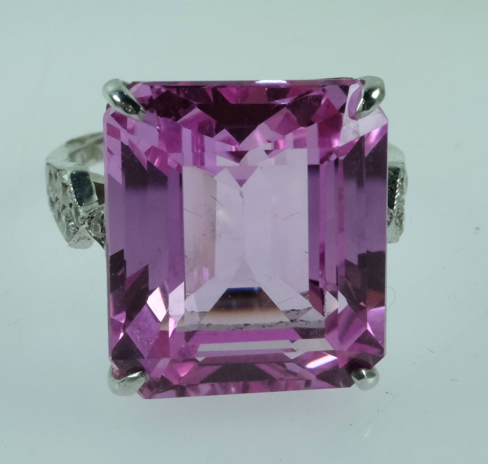 Pink Topaz & Diamond Dress Ring in 9ct White Gold - 2